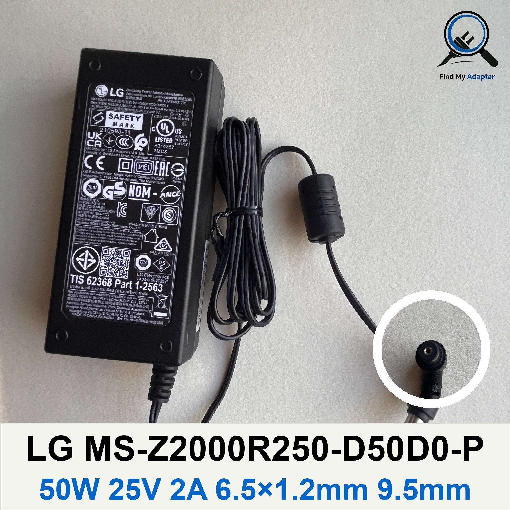 LG MS-Z2000R250-D50D0-P 25V 50W Power Adapter – IEC C8 (Lightly Used)